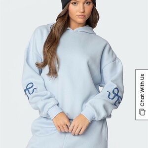Edikted Sky Blue Hoodie with Navy Accents
